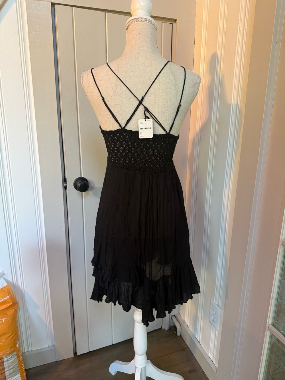 Free People Intimately Black Crochet Bodice Spaghetti Strap Dress - Picture 2 of 3
